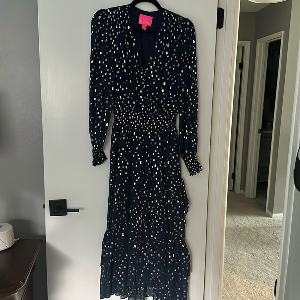 Lilly Pulitzer Navy and White Maxi Dress